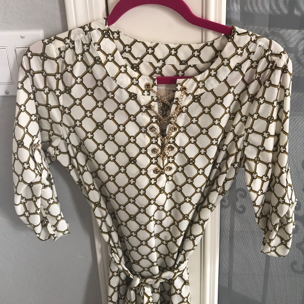 MICHAEL KORS Gold Chain Link Tie Dress